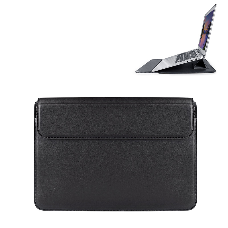 Devia portatīvā datora soma / MacBook statīva soma ultra-plāna 15,4'' ūdensnoturīga PU ādas melna