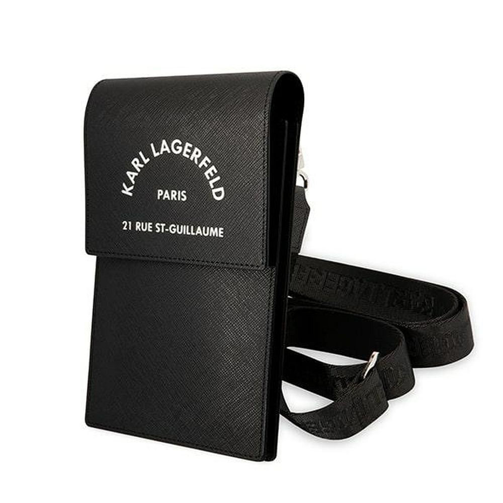 KARL LAGERFELD universālā soma mobilajam tālrunim (Embossed RSG) melna