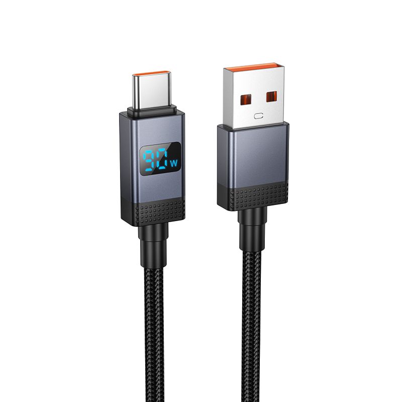 Kabelis USB A uz USB C Hoco 5A ar ekrānu 1 m X118 melns