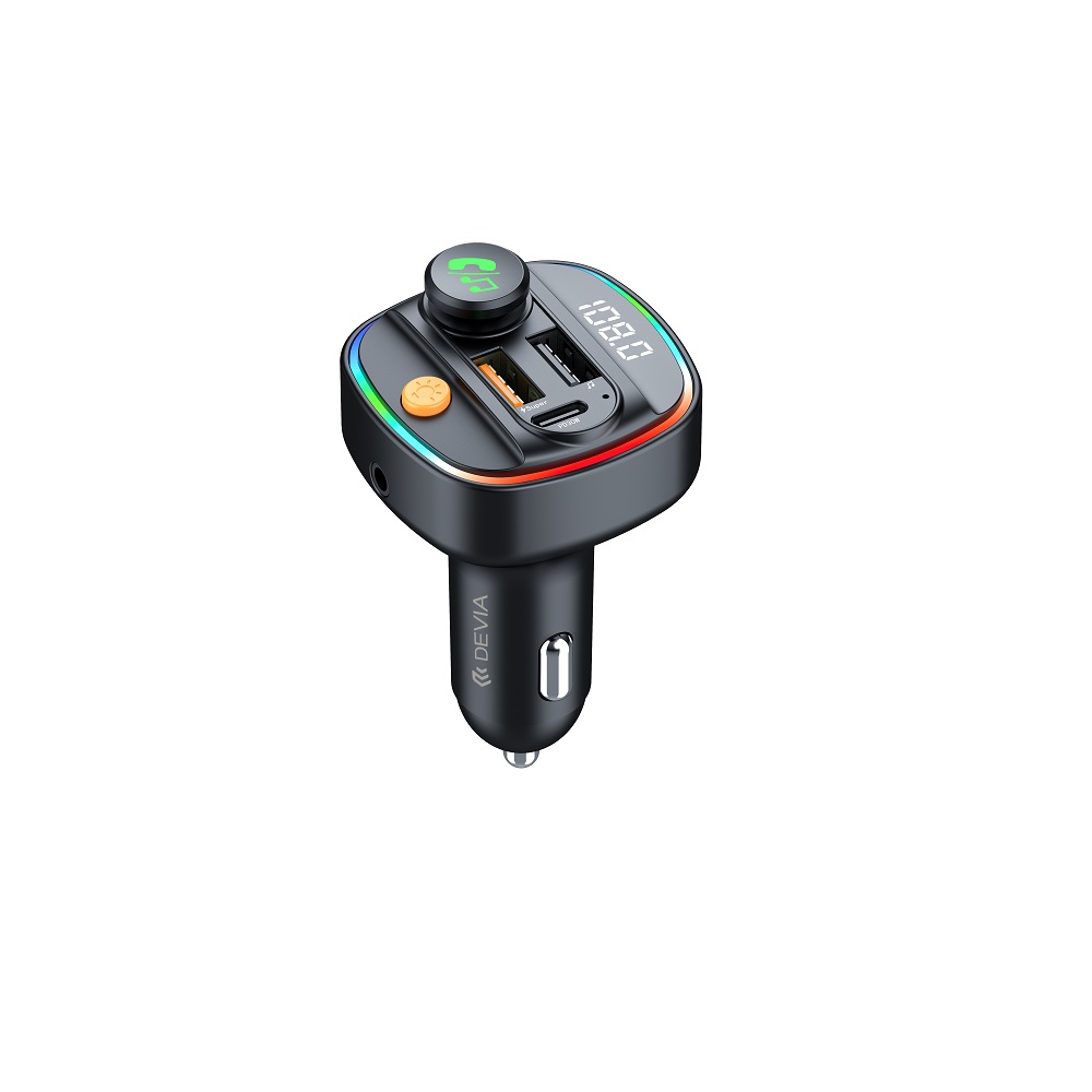 Devia raidītājs FM Smart Bluetooth MP3 automašīnas lādētājs PD 30W 1x USB-C 2x USB 3A melns
