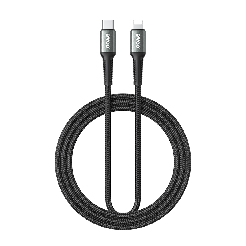 BWOO pīts kabelis USB-C - Lightning 2m 30W melns