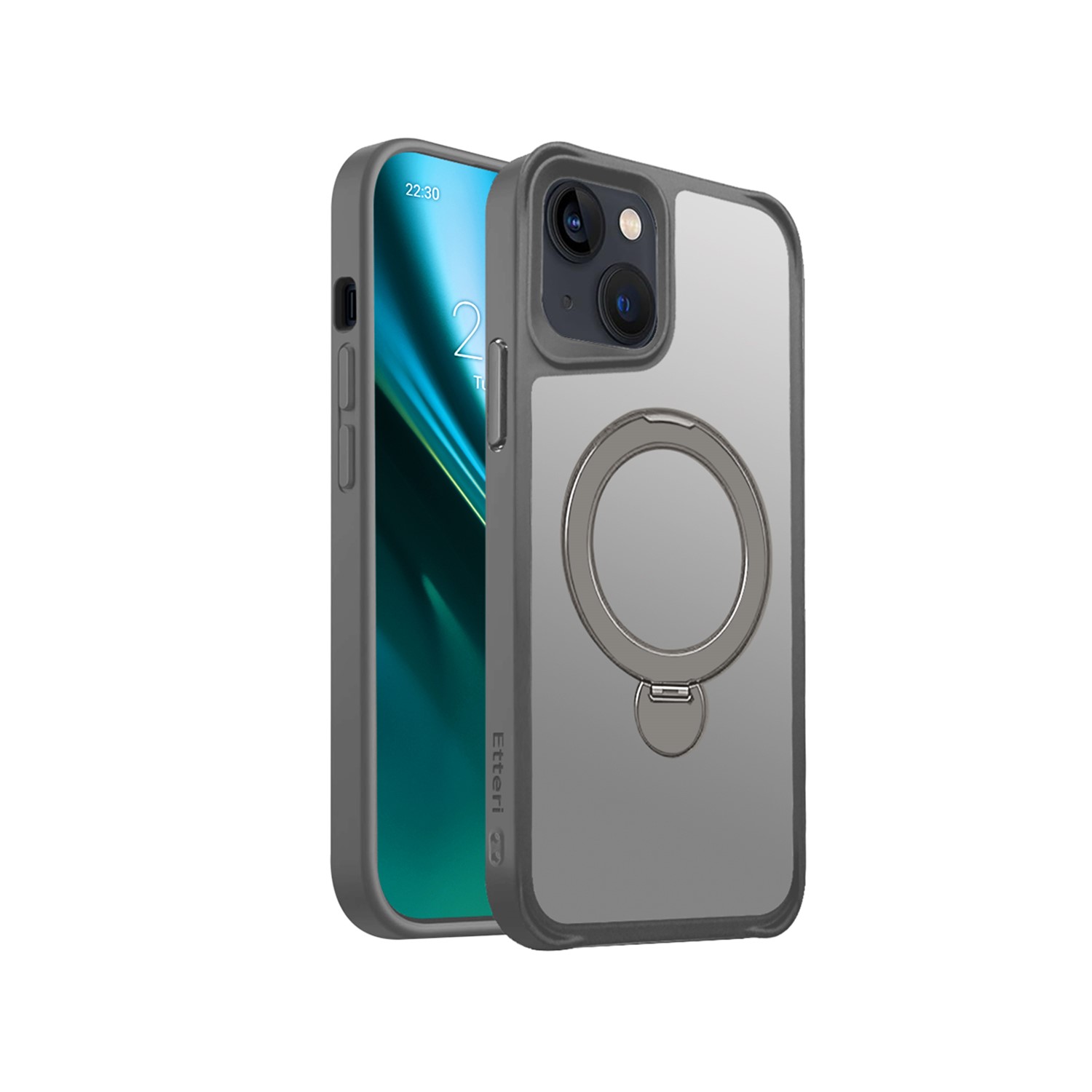 Etteri Matētais Mag Ring viedtālruņa apvalks iPhone 14 6,1 pelēks (m)