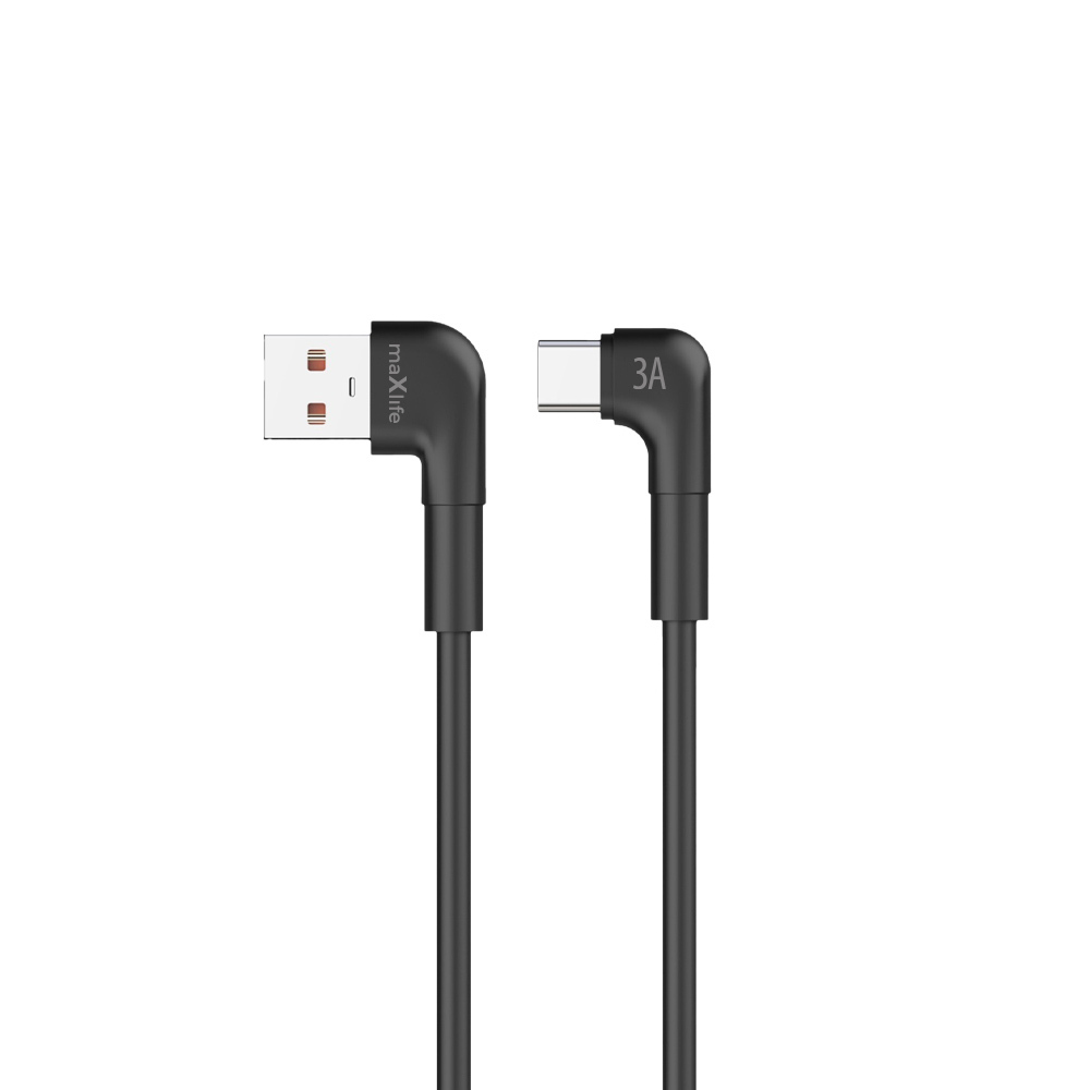 Maxlife MXUC-09 leņķa kabelis USB - USB-C 2,0 m 3A melns