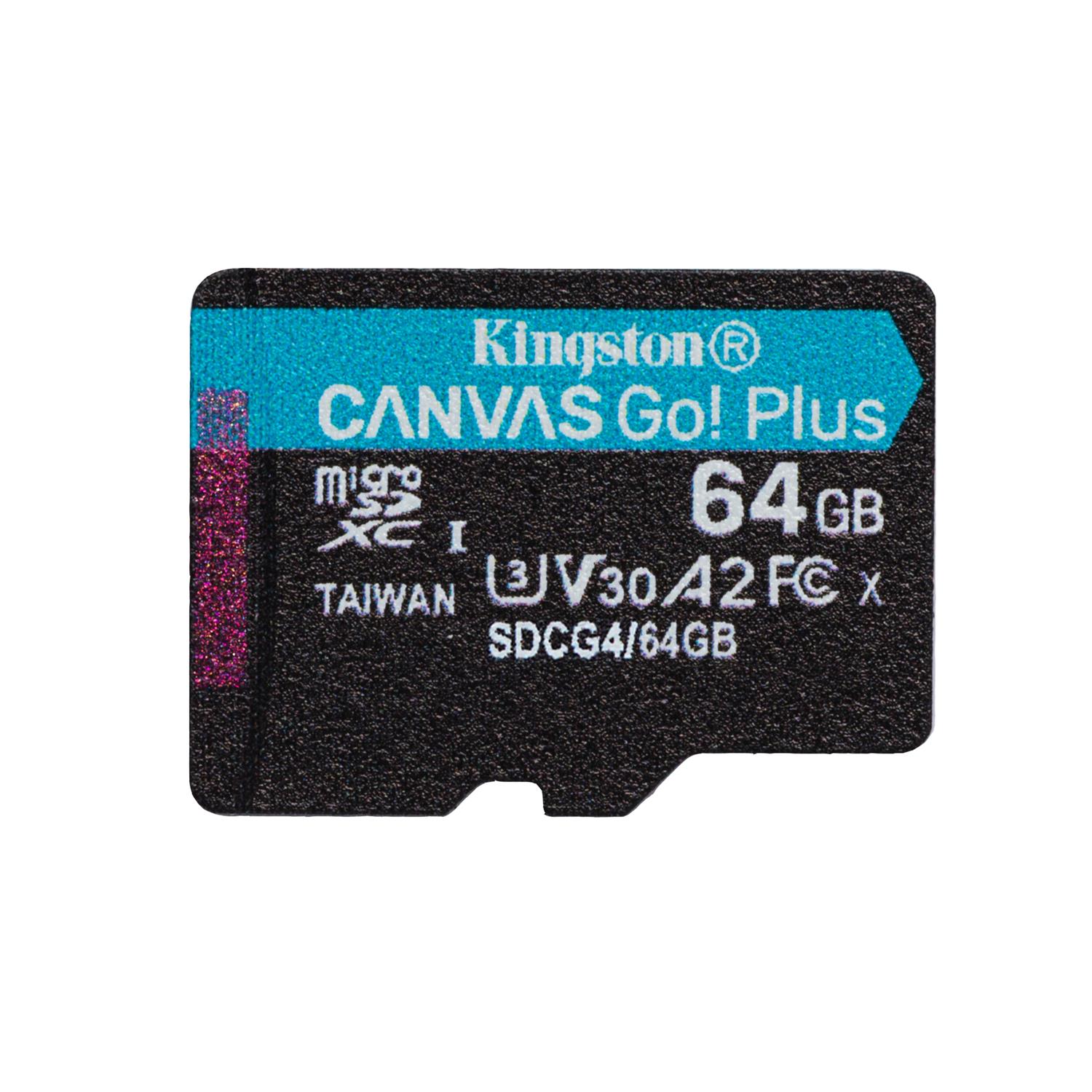 Kingston Atmiņas karte 64GB microSDXC Canvas Go Plus Gen4 200MB/s A2 U3 V30 + adapteris