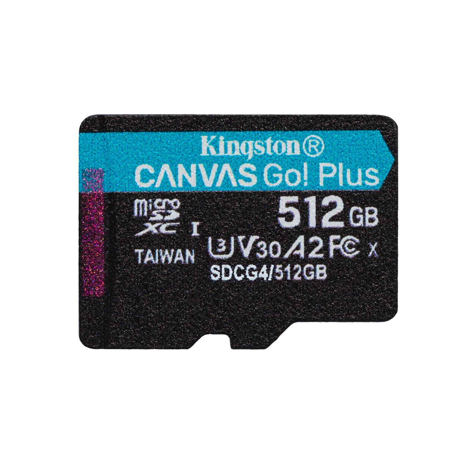 Kingston Atmiņas karte 512GB microSDXC Canvas Go Plus Gen4 200MB/s A2 U3 V30 + adapteris