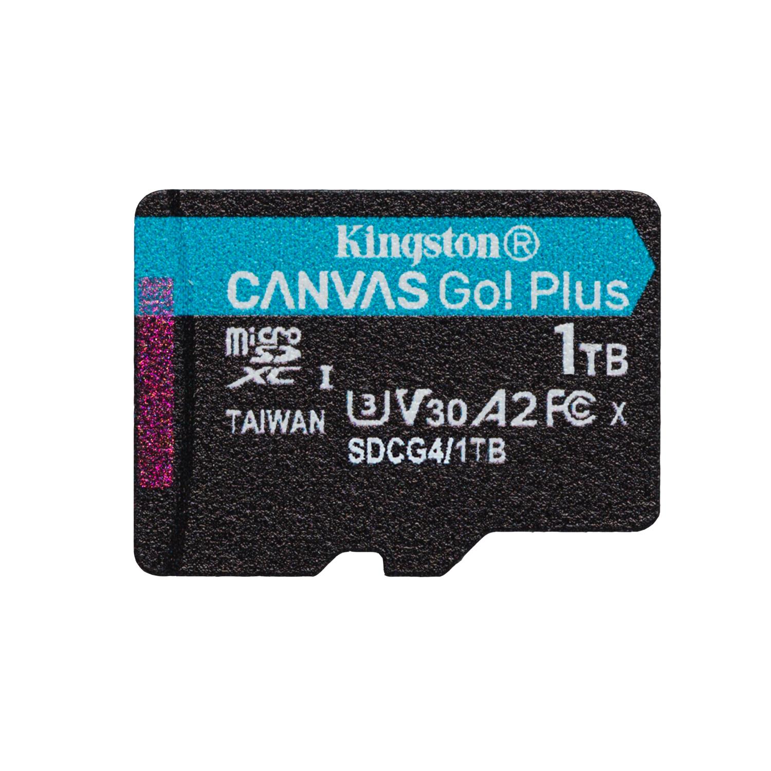 Kingston atmiņas karte 1TB microSDXC Canvas Go Plus Gen4 200MB/s A2 U3 V30 + adapteris
