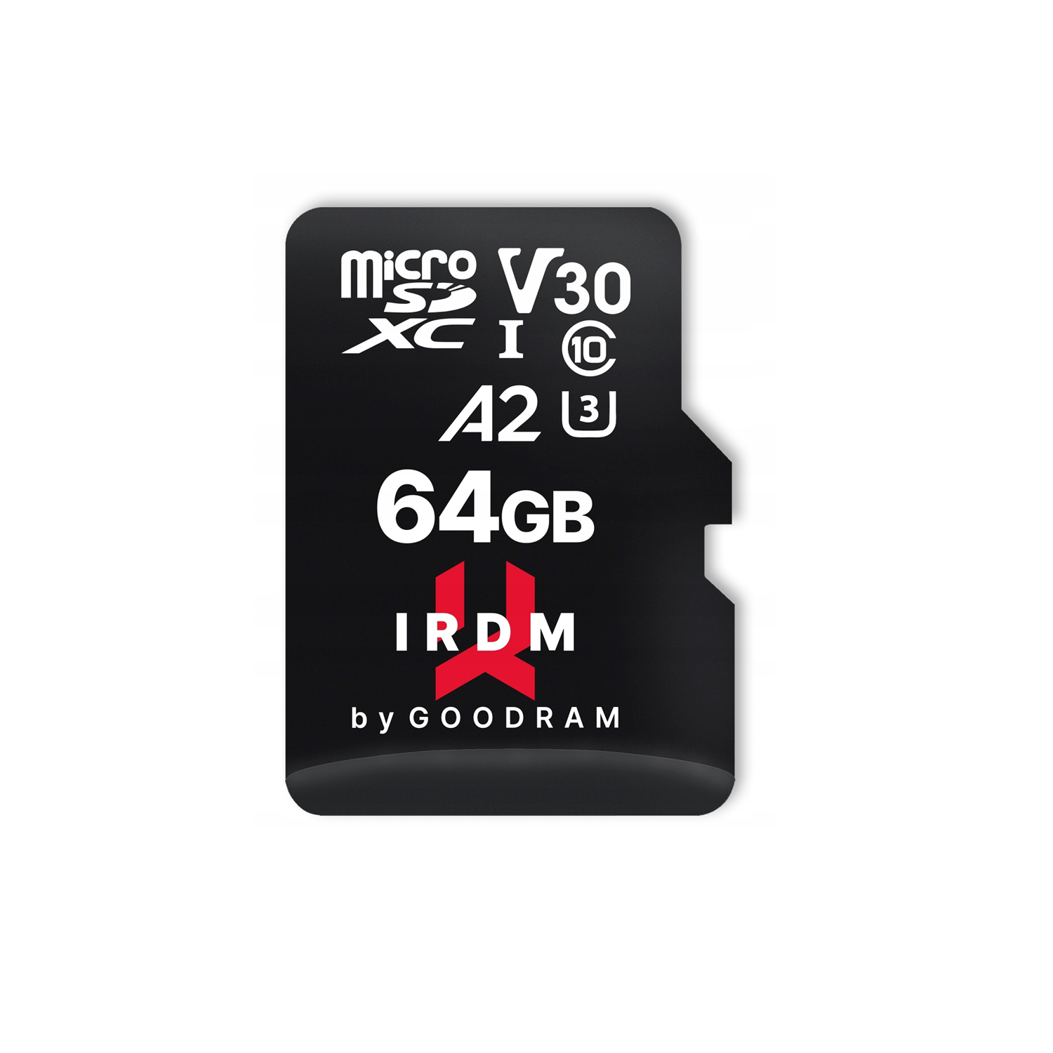 GoodRam atmiņas karte IRDM 64GB microSD UHS-I U3 A2 V30 ar adapteri