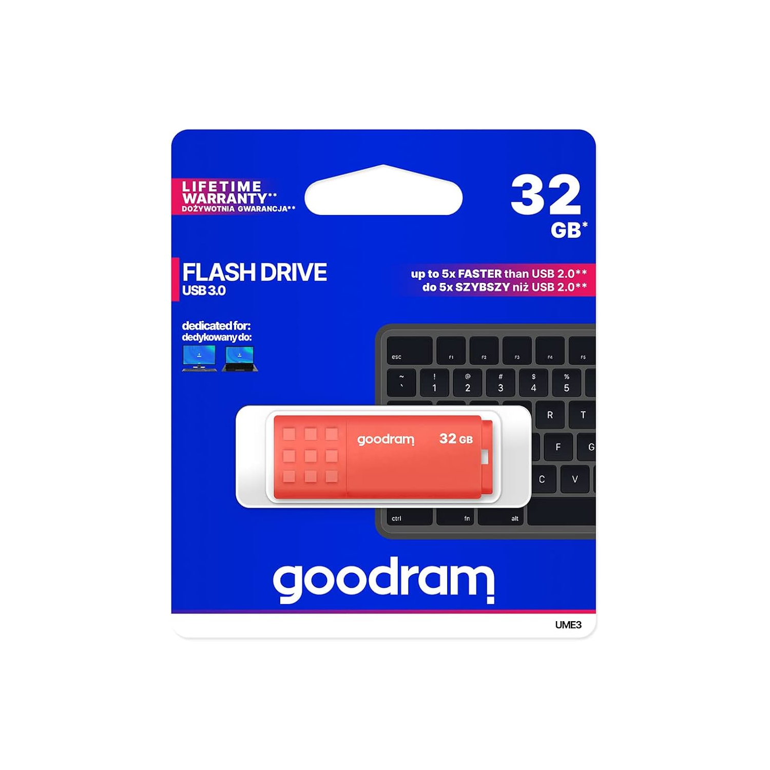 GoodRam zibatmiņa 32GB UME3 USB 3.0 oranžs