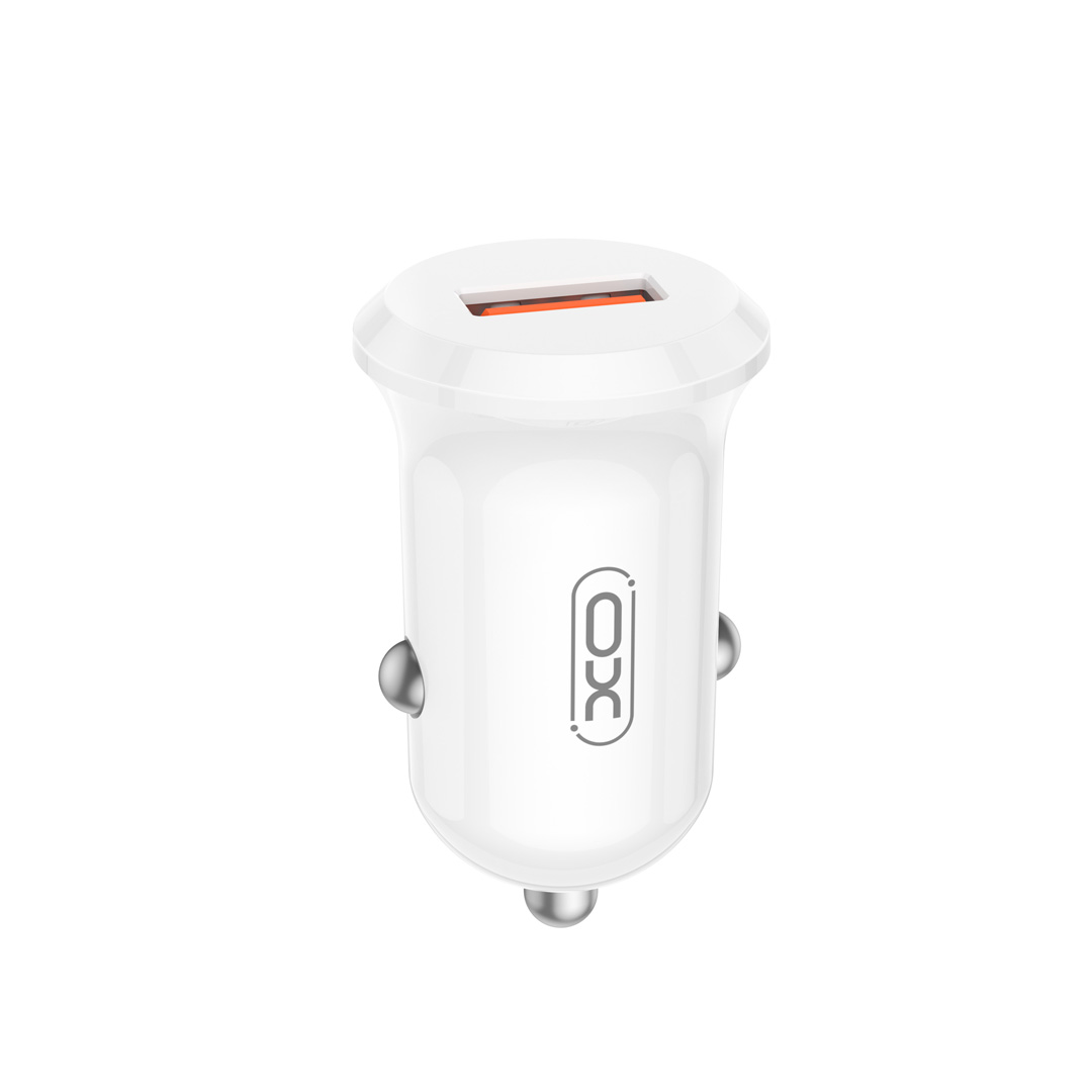 XO automašīnas lādētājs CC68 18W QC 1x USB balts