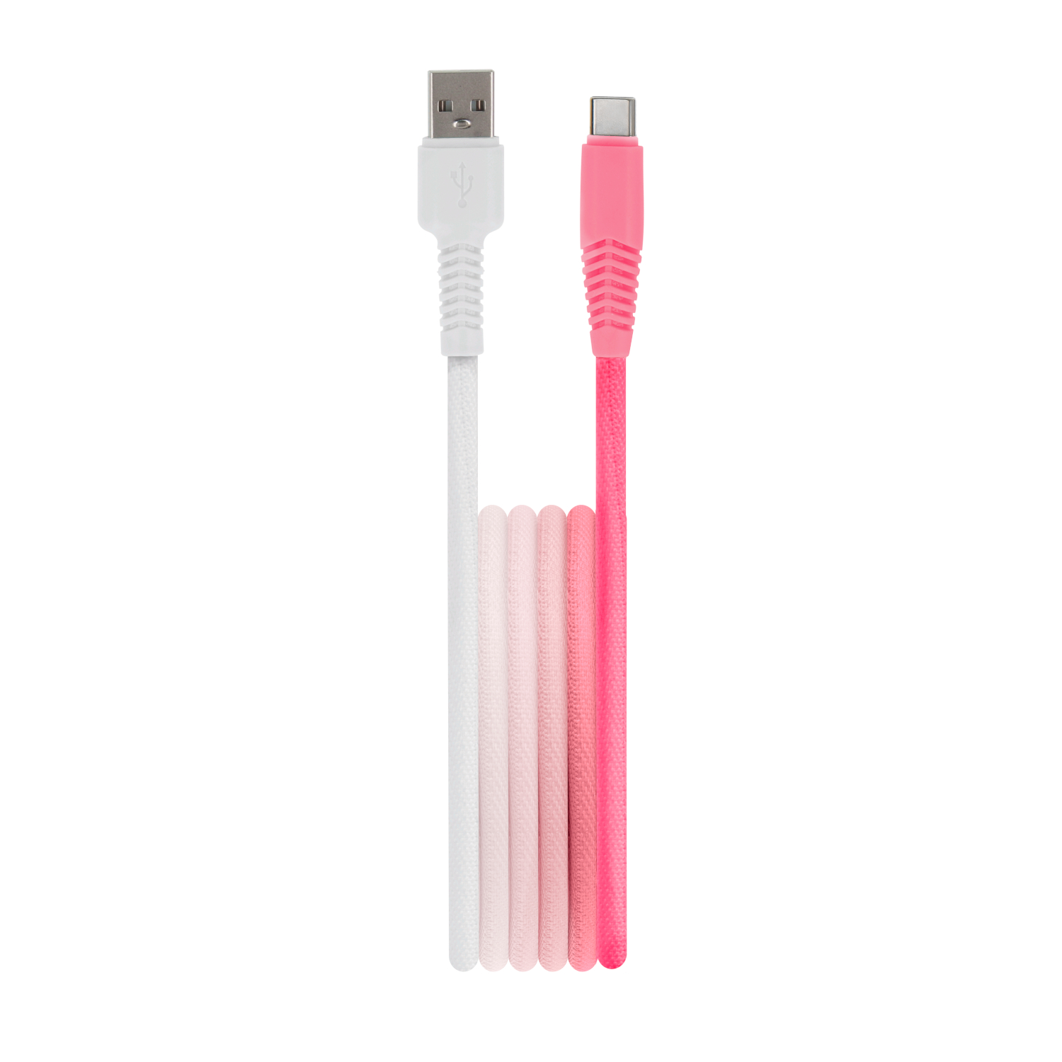 Setty kabelis USB - USB-C 1,5 m 3A KGA-C-1.5320 balts-rozā gradients