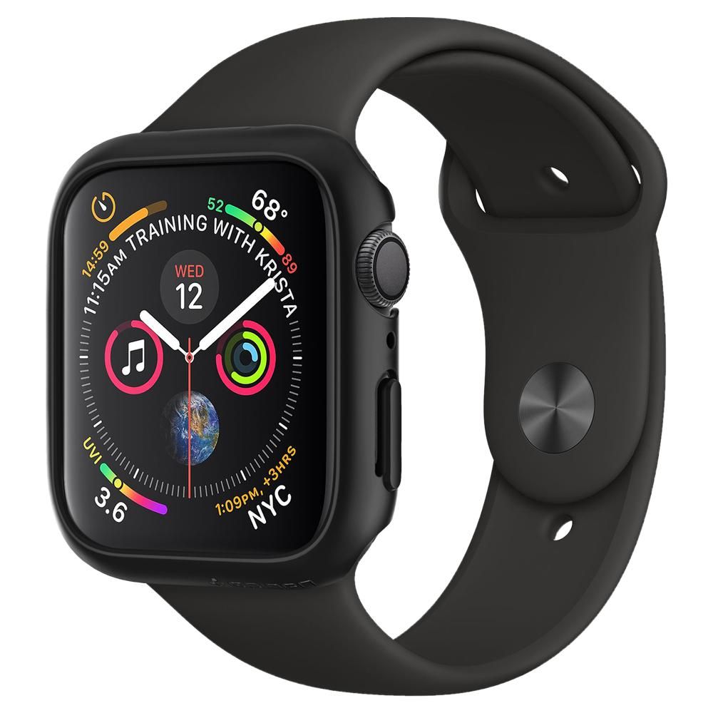Spigen Thin Fit viedtālruņa apvalks Apple Watch 4/5/6/SE (44mm) - melns