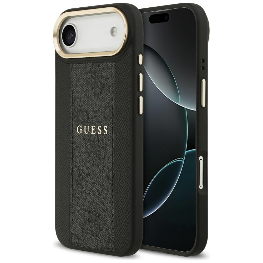 Guess viedtālruņa apvalks iPhone 17 Air HC MAGSAFE PU W/ 4G PU STRIPE melns