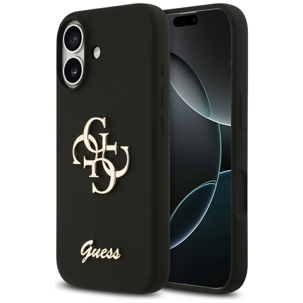 Guess Silicone Big 4G Script viedtālruņa apvalks iPhone 17 melns