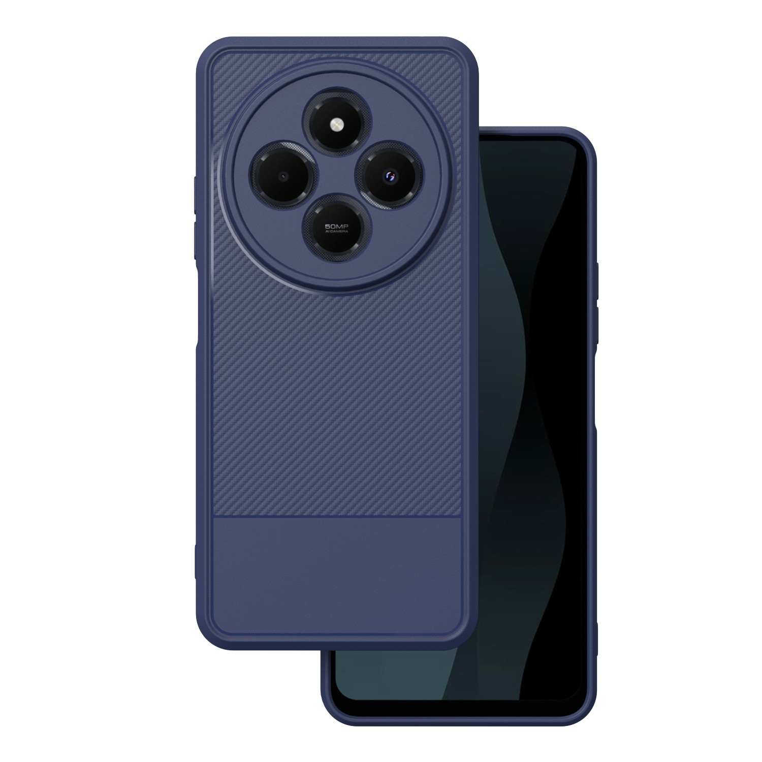 Simple Carbon viedtālruņa apvalks Xiaomi Redmi 14C 4G/ 14C 5G / Redmi A4 / POCO C75 zils