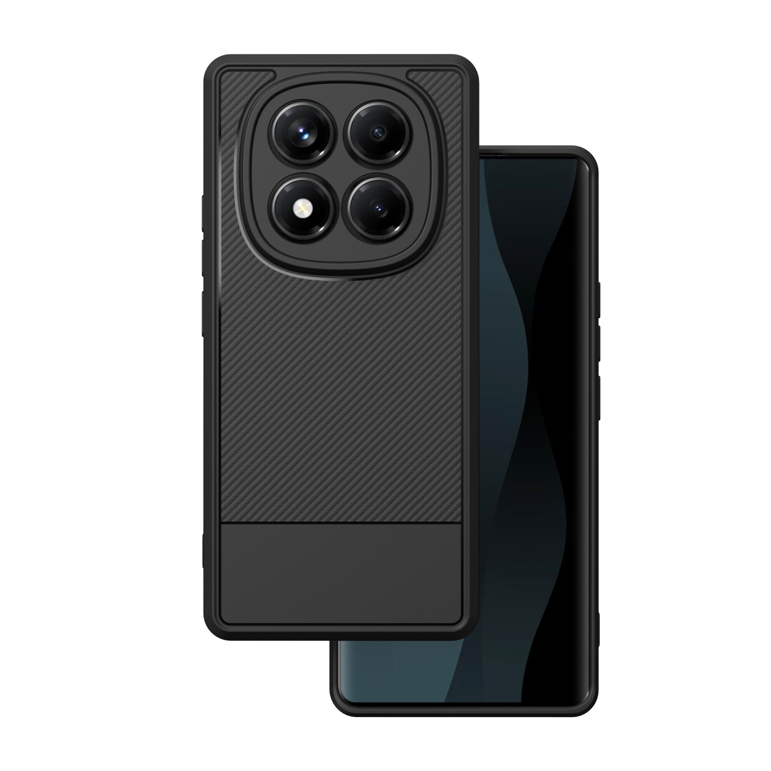 Vienkāršs oglekļa apvalks Xiaomi Redmi Note 14 Pro 5G (Global) / Note 14 Pro Plus 5G (Global), melns