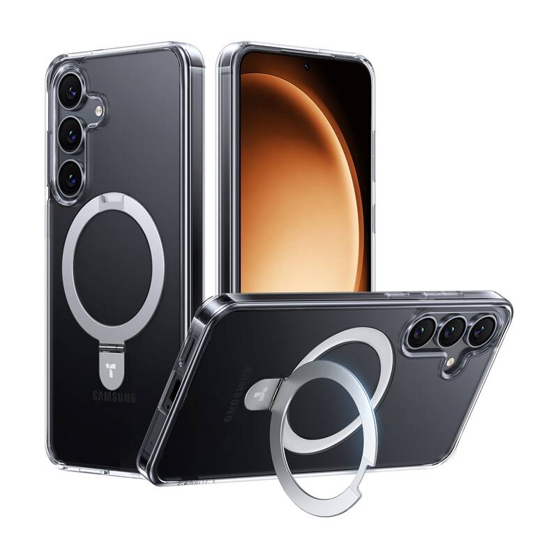 Torras Ostand Series viedtālruņa apvalks Samsung S25 (caurspīdīgs)