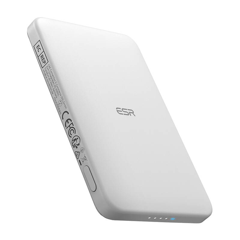 Magnētiskais portatīvais lādētājs ESR Qi2 MagSlim 5000mAh (balts)