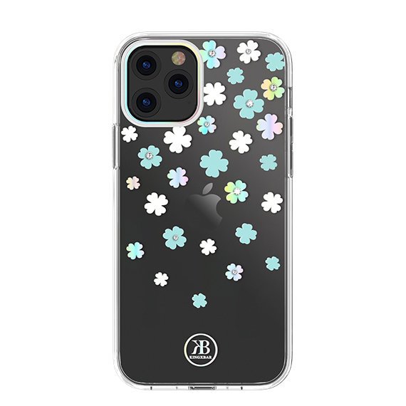 Kingxbar Lucky Series apvalks, dekorēts ar oriģināliem Swarovski kristāliem, iPhone 12 mini – caurspīdīgs (Āboliņš)