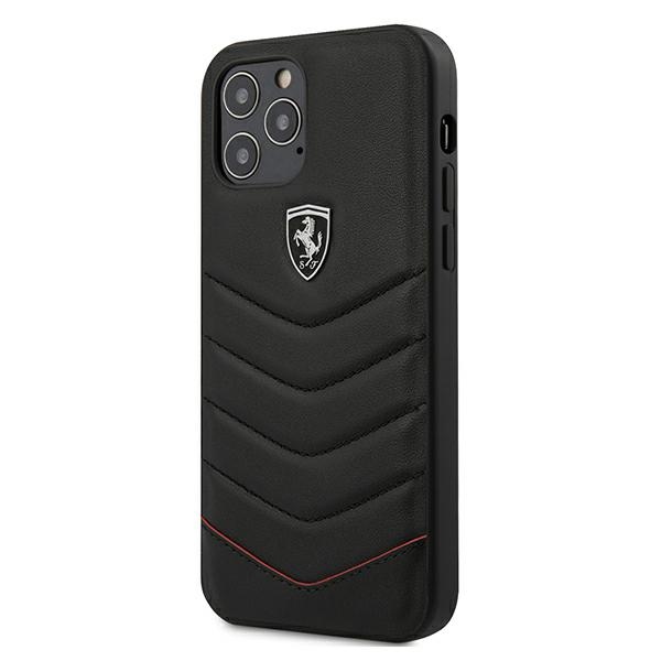 Ferrari FEHQUHCP12LBK iPhone 12 Pro Max 6.7" melns/melns cietais apvalks Off Track Quilted