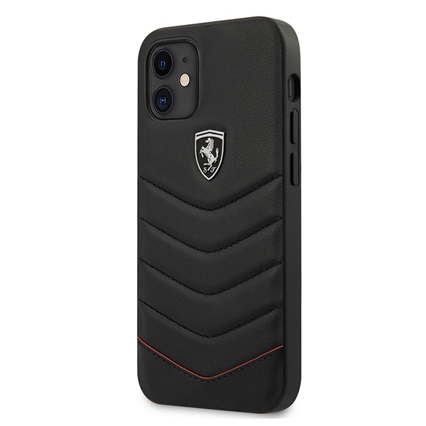 Ferrari FEHQUHCP12SBK iPhone 12 mini 5.4" melns/melns cietais apvalks Off Track Quilted