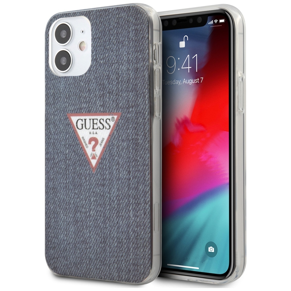 Guess GUHCP12SPCUJULDB iPhone 12 mini 5.4" tumši zils cietais apvalks Jeans kolekcija