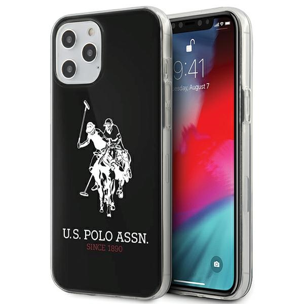US Polo USHCP12LTPUHRBK iPhone 12 Pro Max 6,7" viedtālruņa apvalks - melns spīdīgs ar lielu logotipu