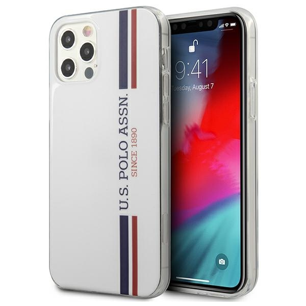 US Polo USHCP12MPCUSSWH iPhone 12/12 Pro 6,1" viedtālruņa apvalks - balts Tricolor Collection