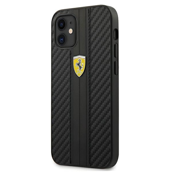 Ferrari FESNECHCP12SBK iPhone 12 mini 5.4 melns viedtālruņa apvalks On Track PU Carbon