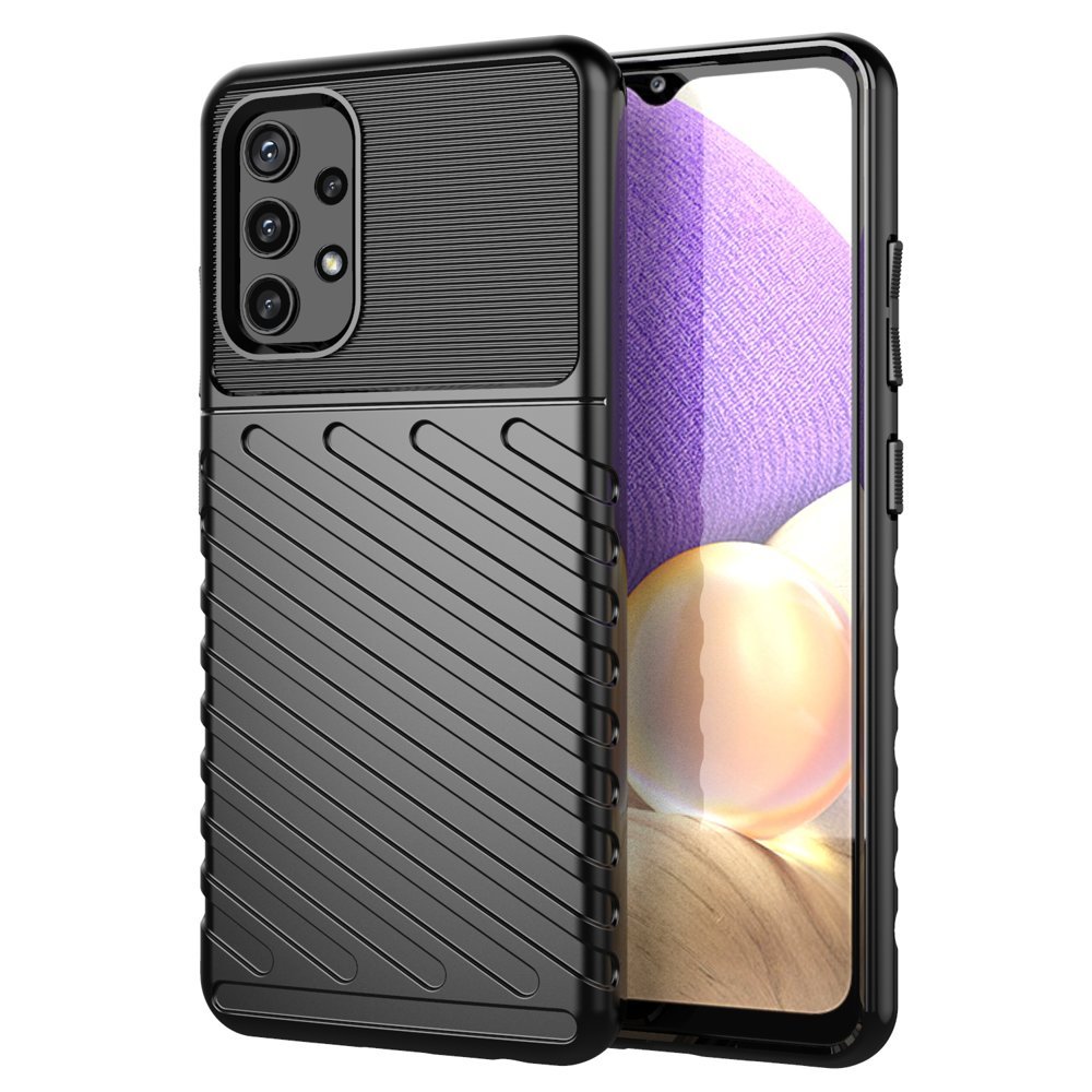 Thunder Case elastīgs izturīgs izturīgs apvalks TPU viedtālruņa apvalks Samsung Galaxy A72 4G melns