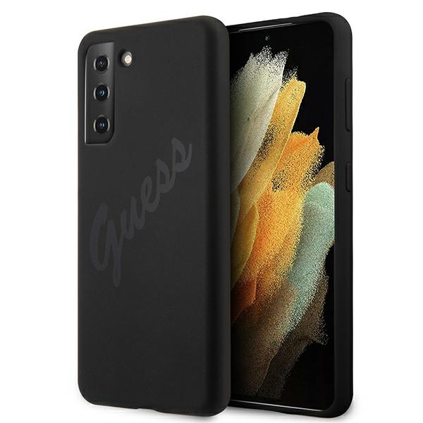 Viedtālruņa apvalks Guess GUHCS21MLSVSBK S21+ G996 melns/melns ciets apvalks Skripts Vintage