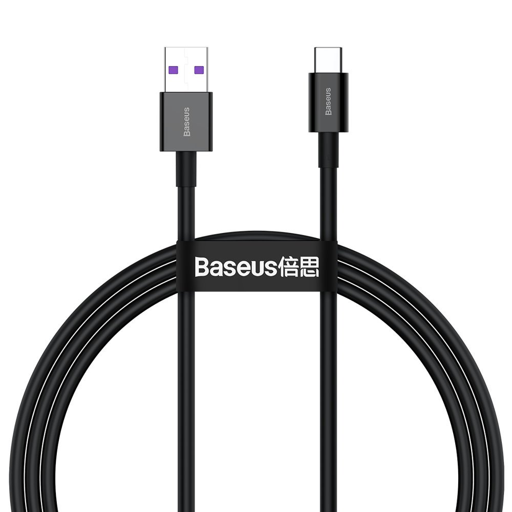 Baseus Superior USB - USB Type-C kabelis ar ātru uzlādi 66 W (11 V / 6 A) Huawei SuperCharge SCP 1 m melns