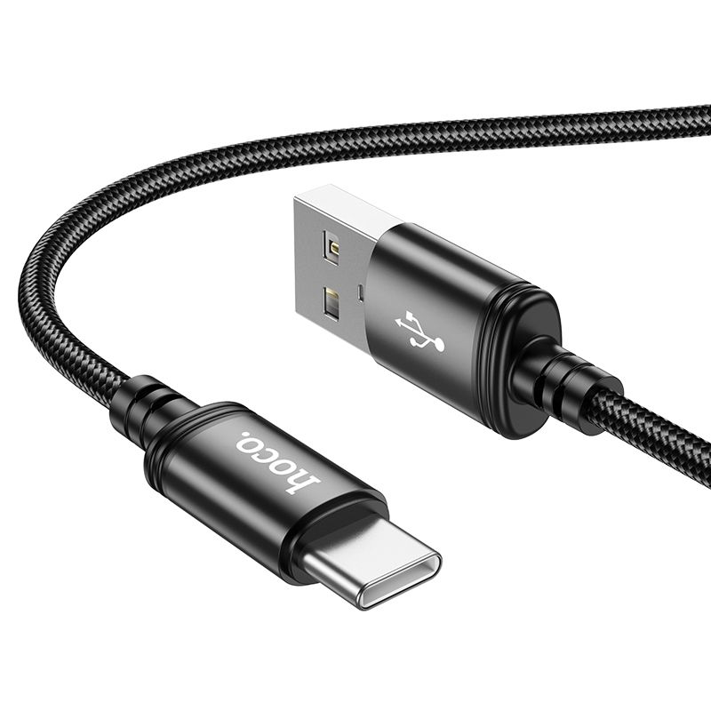 Kabelis USB A uz USB C Hoco 3A 1 m X89 melns