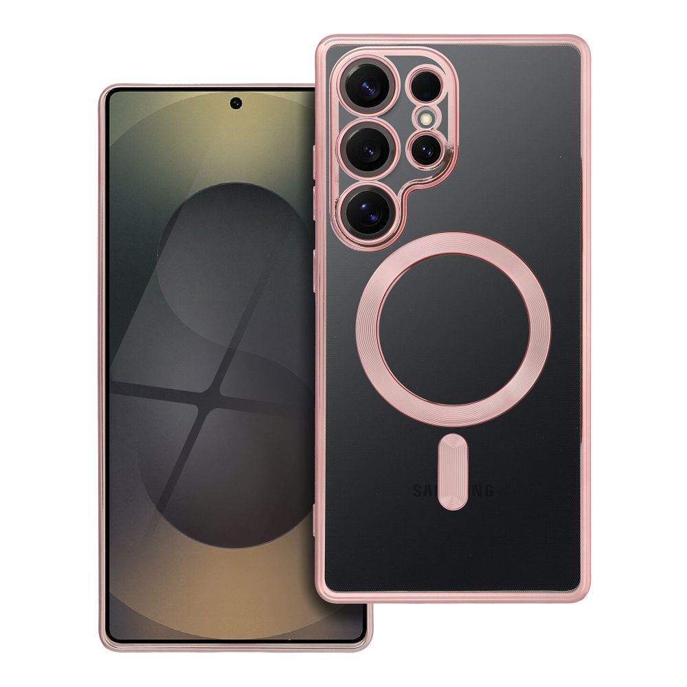 ELECTRO MAG COVER magnētiskais viedtālruņa apvalks, saderīgs ar MagSafe, paredzēts SAMSUNG S25 Ultra, rozā zelta krāsā