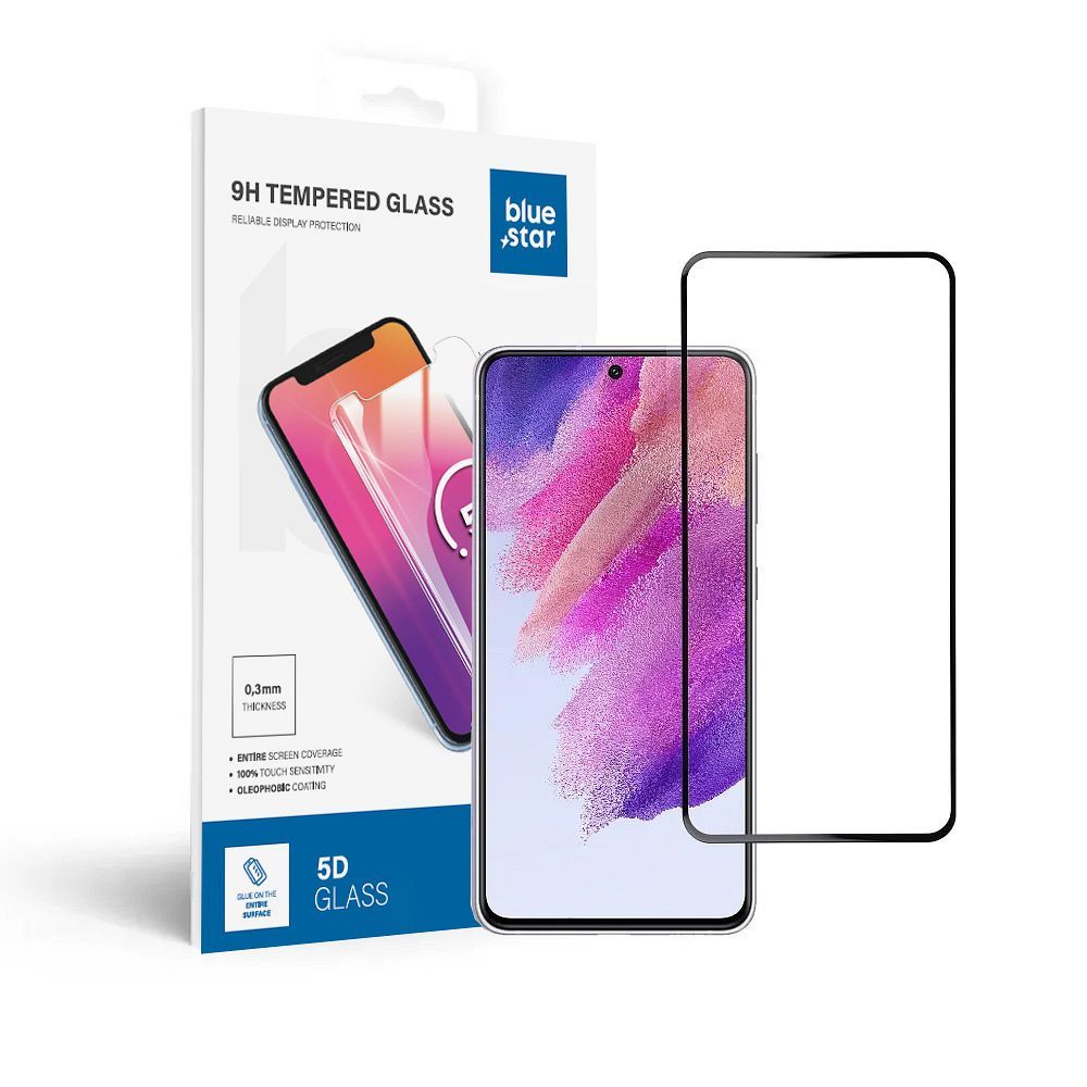 Aizsargstikls Blue Star - SAMSUNG Galaxy S21 FE pilna seja (pilna līme/saderīgs ar apvalku) - melns Aizsargstikls Blue Star