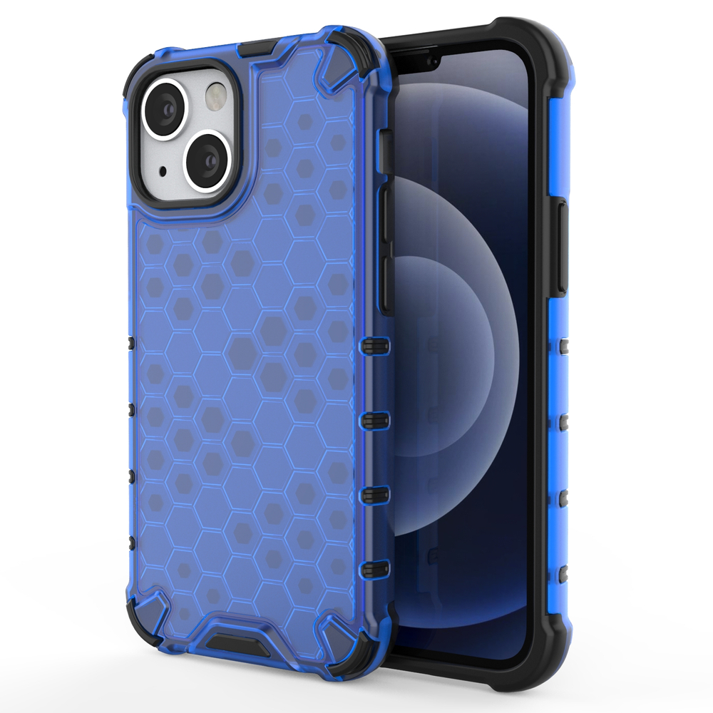 Honeycomb Case bruņu vāks ar TPU buferi iPhone 13 mini zils