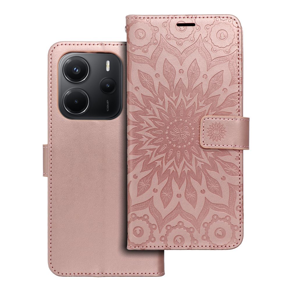 MEZZO grāmatas apvalks XIAOMI Redmi Note 14 5G mandala rozā zelts