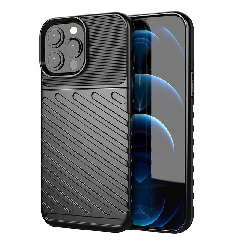 Thunder apvalks elastīgs izturīgs robusts pārsegs TPU apvalks iPhone 13 Pro Max melns
