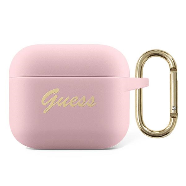 Guess GUA3SSSI AirPods 3 apvalks rozā/rozā Silikons Vintage Script