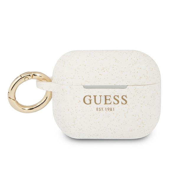 Guess GUAPSGGEH AirPods Pro apvalks balta/balta Silikons Spīdumi