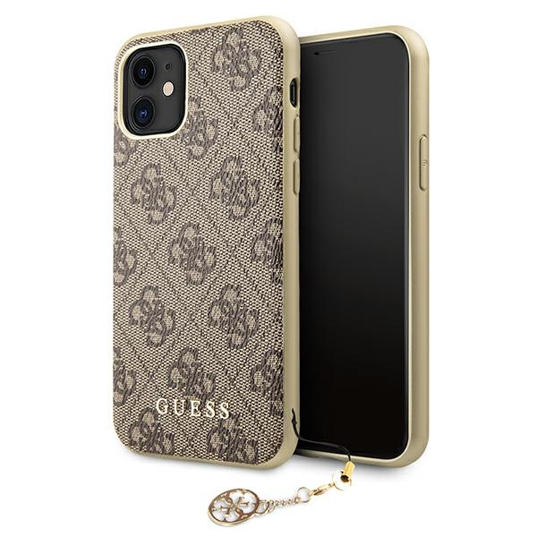 Guess GUHCN61GF4GBR iPhone 11 6.1" / Xr brūns/brūns cietais apvalks 4G Charms Collection