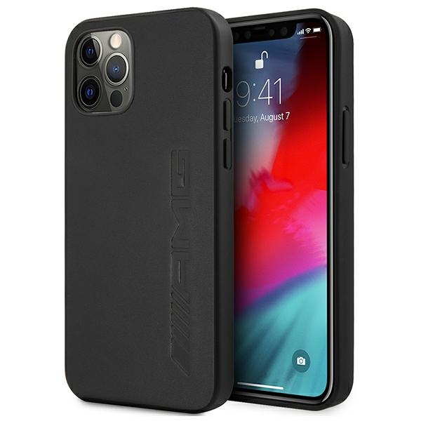 AMG ādas apvalks ar karsto zīmogu iPhone 12 Pro Max - melns