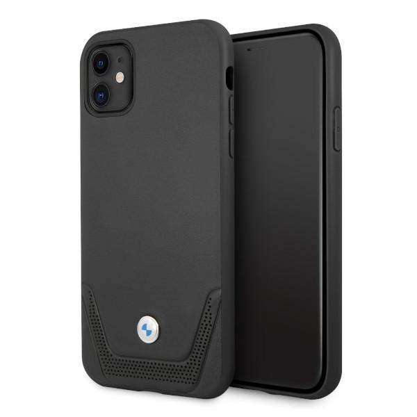 BMW ādas perforēts apvalks iPhone 11 / Xr - melns