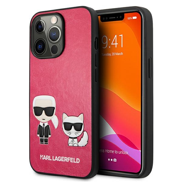 Karl Lagerfeld Ikonik Karl&Choupette apvalks iPhone 13 Pro / iPhone 13 - fuksijas krāsas apvalks