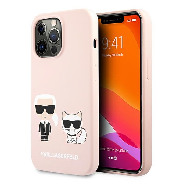 Karl Lagerfeld Silikonais Karl&Choupette apvalks iPhone 13 Pro / iPhone 13 - gaiši rozā krāsas