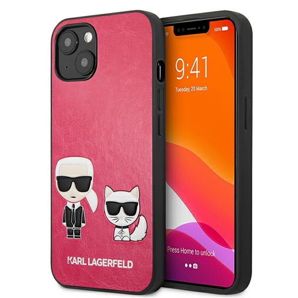 Karl Lagerfeld Ikonik Karl&Choupette apvalks iPhone 13 mini - fuksijas krāsas