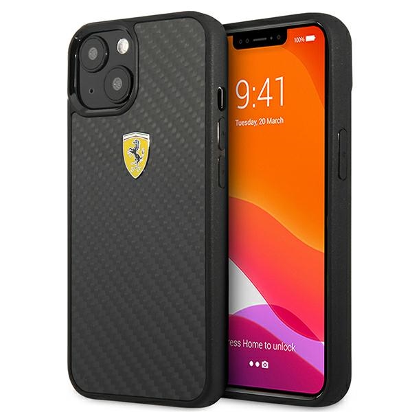 Ferrari FEHCP13SFCABK iPhone 13 mini 5.4" melns cietais apvalks On Track Real Carbon