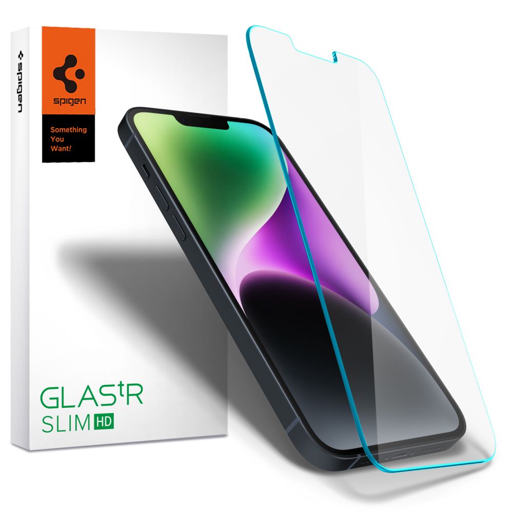 Spigen Glas.tR Slim rūdītais stikls iPhone 13 / 13 Pro / 14 / 16e