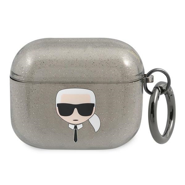 Karl Lagerfeld mirdzošs Karl's Head apvalks AirPods 3 austiņām - melns