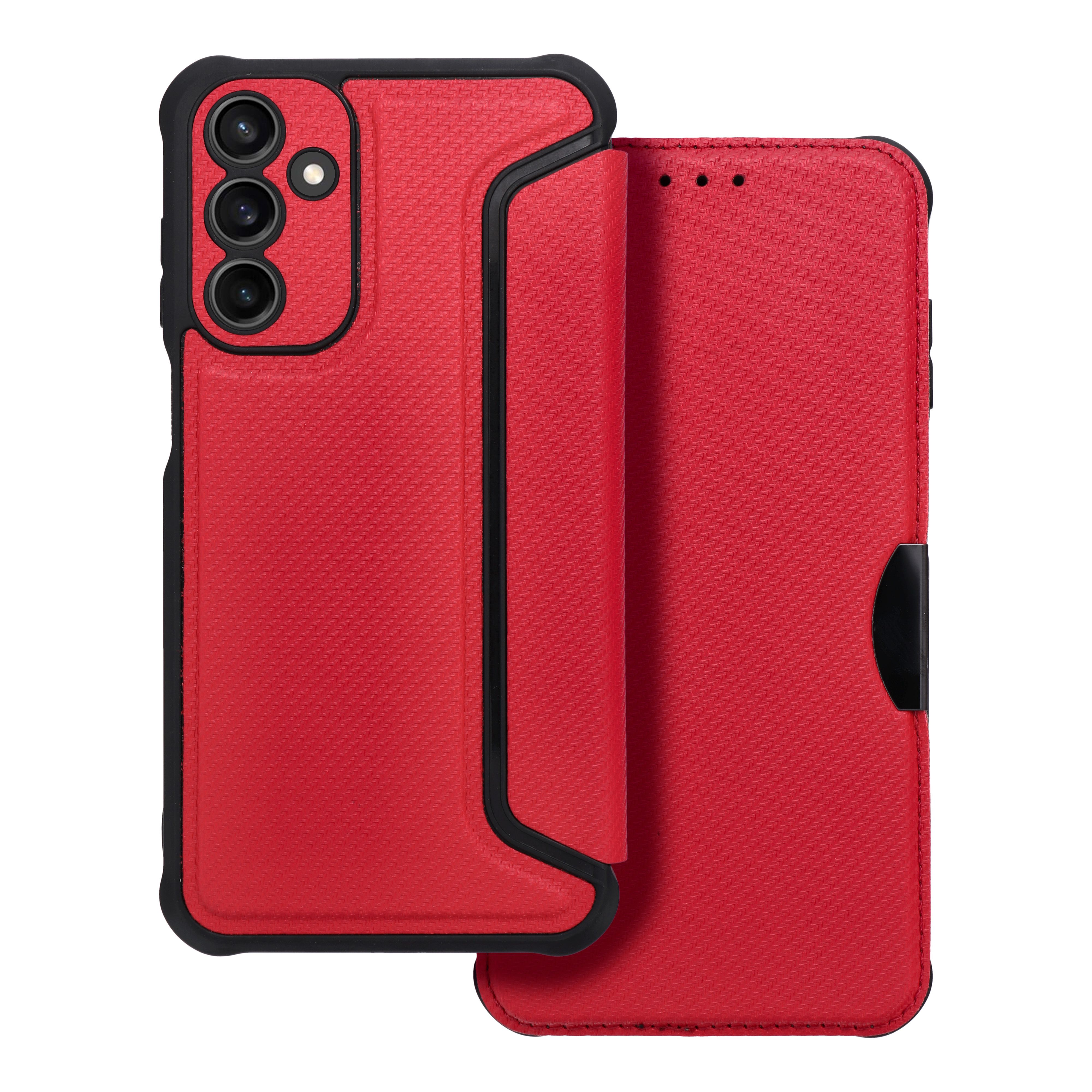 RAZOR grāmatas tipa viedtālruņa apvalks SAMSUNG A15 4G / A15 5G sarkans