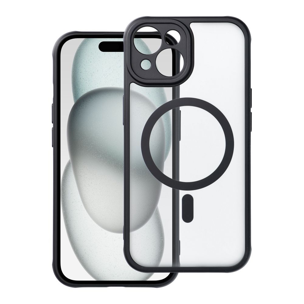 Viedtālruņa apvalks – pilnīgi matētais magnētiskais apvalks, saderīgs ar MagSafe IPHONE 15, melns